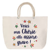 Sac Fête des Mères Mamie Famille Idée Cadeau anniversaire Noël Travail Boulot Métier Départ Retraite Collègue Femme cabas shopping plage