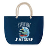 Sac de plage Bleu anse corde J'peux Pas Surf Tyrannosaure