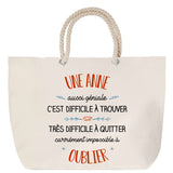 Sac Fête des Mères Mamie Famille Idée Cadeau anniversaire Noël Travail Boulot Métier Départ Retraite Collègue Femme cabas shopping plage