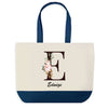 Sac de shopping bleu Edwige Lettre Fleur
