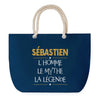 Sac de plage Bleu anse corde Sébastien Mythe Légende -jaune