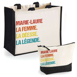 Cabas femme sac plage ou shopping tote bag pochette trousse Idée cadeau original pour anniversaire Noël travail départ retraite collègue famille fete des mères maman mamie