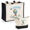 Cabas homme ou femme sac plage ou shopping tote bag pochette trousse Idée cadeau original pour anniversaire Noël travail départ retraite collègue famille fete des mères fetes des pères papa maman mamie papi