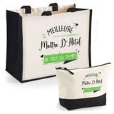 Cabas femme sac plage ou shopping tote bag pochette trousse Idée cadeau original pour anniversaire Noël travail départ retraite collègue famille fete des mères maman mamie