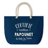 Sac de Plage Bleu avec Anse Corde Certifié meilleur Papounet
