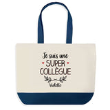 Sac de shopping bleu Violette Super Collègue