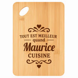 Planche bambou gravée personnalisée homme idée cadeau Fête des Pères apéro 30×20 prénom cuisine plateau fromage anniversaire noel papa papi 