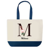 Sac de shopping bleu Mélanie Lettre Fleur