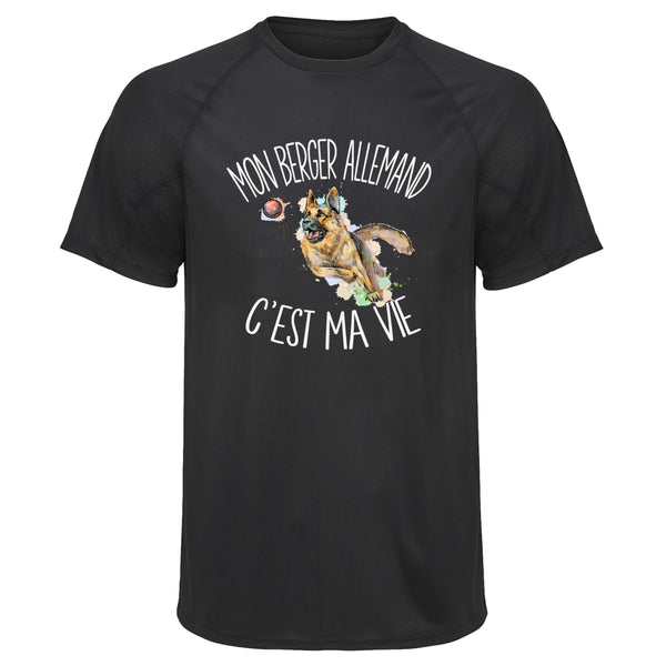Maillot de Sport Homme Berger Allemand Cest la Vie - T-Shirt Respirant Polyester Manches Courtes - Cadeau Sportif Anniversaire Noël Fête des Pères