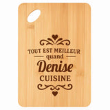 Planche bambou gravée personnalisée femme idée cadeau Fête des Mères apéro 30×20 prénom cuisine plateau fromage anniversaire noel maman mamie