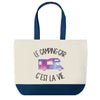 Sac de shopping bleu Camping Car c'est la Vie