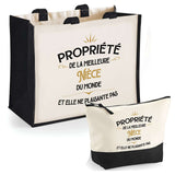 Cabas femme sac plage ou shopping tote bag pochette trousse Idée cadeau original pour anniversaire Noël travail départ retraite collègue famille fete des mères maman mamie
