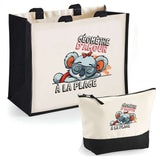 Cabas femme sac plage ou shopping tote bag pochette trousse Idée cadeau original pour anniversaire Noël travail départ retraite collègue famille fete des mères maman mamie