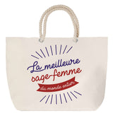 Sac Fête des Mères Mamie Famille Idée Cadeau anniversaire Noël Travail Boulot Métier Départ Retraite Collègue Femme cabas shopping plage