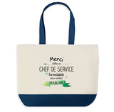Sac de shopping bleu Merci Chef de Service Inoubliable Homme