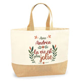 Sac Jute Fête des Mères Fêtes des Pères Mamie Papi Famille Idée Cadeau anniversaire Noël Travail Boulot Métier Départ Retraite Collègue Femme Homme