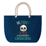 Sac de Plage Bleu avec Anse Corde Chérie Pas Touche Panda