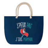 Sac de Plage Bleu avec Anse Corde J'peux Pas Maman