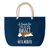 Sac de plage Bleu anse corde Basset Travailler Dur pour mon Chien