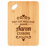 Planche bambou gravée personnalisée homme idée cadeau Fête des Pères apéro 30×20 prénom cuisine plateau fromage anniversaire noel papa papi 