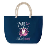Sac de plage Bleu anse corde J'peux Pas Licorne