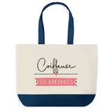 Sac de shopping bleu Coiffeuse en Vacances