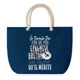 Sac de plage Bleu anse corde Épagneul Breton Travailler Dur pour mon Chien