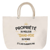 Sac Fête des Pères Papi Famille Idée Cadeau anniversaire Noël Travail Boulot Métier Départ Retraite Collègue Homme cabas shopping plage
