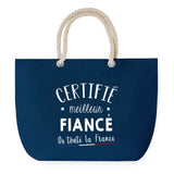 Sac de Plage Bleu avec Anse Corde Certifié meilleur Fiancé
