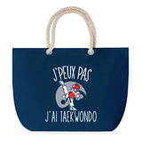 Sac de plage Bleu anse corde J'peux Pas Taekwondo