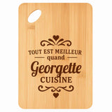 Planche bambou gravée personnalisée femme idée cadeau Fête des Mères apéro 30×20 prénom cuisine plateau fromage anniversaire noel maman mamie