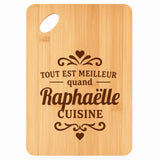 Planche bambou gravée personnalisée femme idée cadeau Fête des Mères apéro 30×20 prénom cuisine plateau fromage anniversaire noel maman mamie