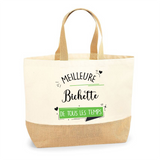 Sac Jute Fête des Mères Fêtes des Pères Mamie Papi Famille Idée Cadeau anniversaire Noël Travail Boulot Métier Départ Retraite Collègue Femme Homme