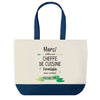 Sac de shopping bleu Merci Cheffe de Cuisine Inoubliable Femme
