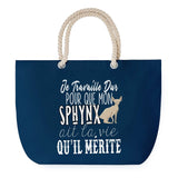 Sac de plage Bleu anse corde Sphynx Travailler Dur pour mon Chat