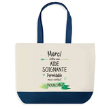 Sac de shopping bleu Merci Aide Soignante Inoubliable Femme