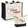 Cabas femme sac plage ou shopping tote bag pochette trousse Idée cadeau original pour anniversaire Noël travail départ retraite collègue famille fete des mères maman mamie