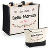 Cabas femme sac plage ou shopping tote bag pochette trousse Idée cadeau original pour anniversaire Noël travail départ retraite collègue famille fete des mères maman mamie