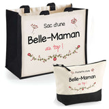 Cabas femme sac plage ou shopping tote bag pochette trousse Idée cadeau original pour anniversaire Noël travail départ retraite collègue famille fete des mères maman mamie