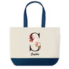 Sac de shopping bleu Sophie Lettre Fleur