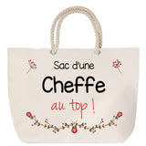 Sac Fête des Mères Mamie Famille Idée Cadeau anniversaire Noël Travail Boulot Métier Départ Retraite Collègue Femme cabas shopping plage