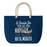 Sac de plage Bleu anse corde Norvégien Travailler Dur pour mon Chat