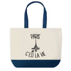 Sac de shopping bleu Paris c'est la Vie
