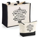 Cabas femme sac plage ou shopping tote bag pochette trousse Idée cadeau original pour anniversaire Noël travail départ retraite collègue famille fete des mères maman mamie