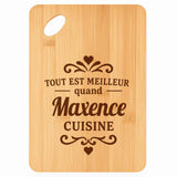 Planche bambou gravée personnalisée homme idée cadeau Fête des Pères apéro 30×20 prénom cuisine plateau fromage anniversaire noel papa papi 