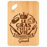 Planche bambou gravée personnalisée homme idée cadeau Fête des Pères apéro 30×20 prénom cuisine plateau fromage anniversaire noel papa papi 