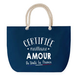 Sac de Plage Bleu avec Anse Corde Certifiée meilleure Amour