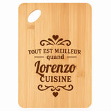 Planche bambou gravée personnalisée homme idée cadeau Fête des Pères apéro 30×20 prénom cuisine plateau fromage anniversaire noel papa papi 