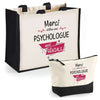 Cabas femme sac plage ou shopping tote bag pochette trousse Idée cadeau original pour anniversaire Noël travail départ retraite collègue famille fete des mères maman mamie