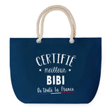 Sac de Plage Bleu avec Anse Corde Certifié meilleur Bibi